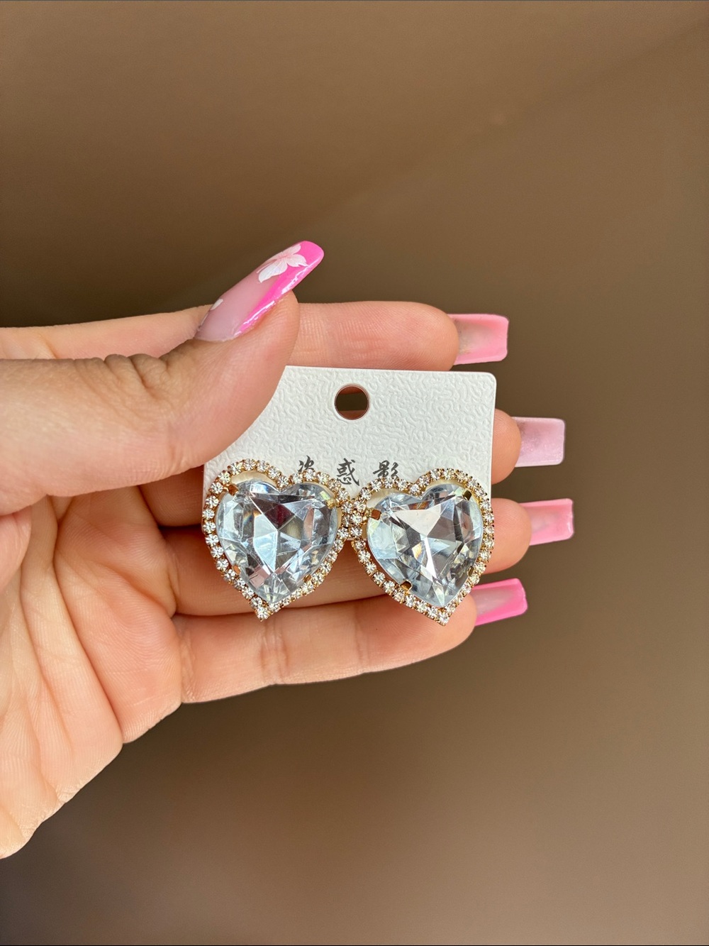 2/$25🎀 Crystal Heart Stud Earrings - Gold Tone